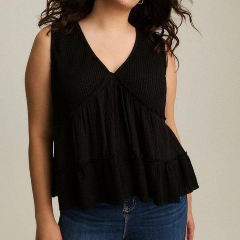 Torrid Festi Mixed Fabric Babydoll Tank Sz 1